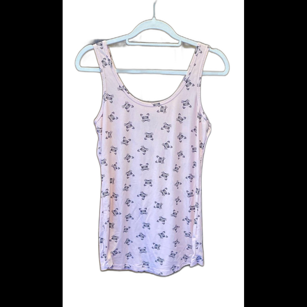 No Boundaries Tank Top Junior Size Large 11-13 Pink Meow Cat Design‎ Blouse
